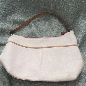 Ralph Lauren Cream and Tan Shoulder Bag with Leather Accents